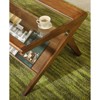 VYNXARIA Pecan Finish Rocket Coffee Table with Tempered Glass Top - 4 of 4