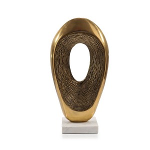 HomeRoots 16" Gold And White Aluminum And Marble Abstract Tabletop Sculpture - 1 of 4