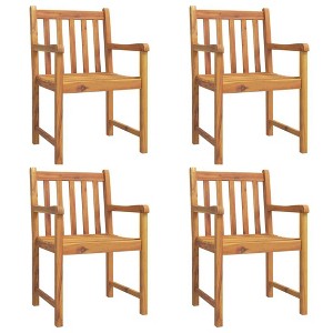 vidaXL 4-Piece Solid Acacia Wood Patio Chairs - Outdoor Garden Furniture with Armrests & Backrest, Slatted Design, Oil Finish, Brown - 1 of 4