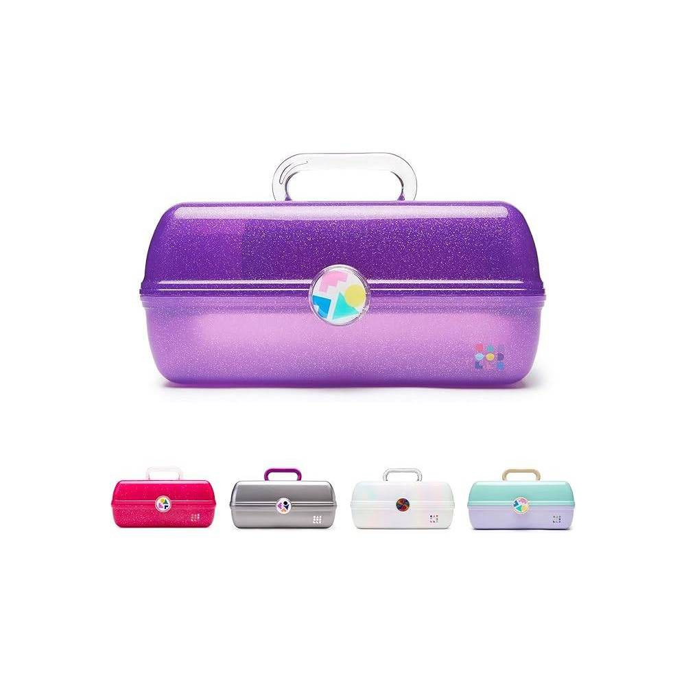 Caboodles On the Go Girl Makeup Bag -Purple Jelly Sparkle: Latches, 13" Depth, Not Travel Size