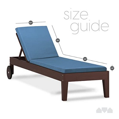 Red Memory Foam Outdoor Chaise Lounge Cushion with Waterproof Cover