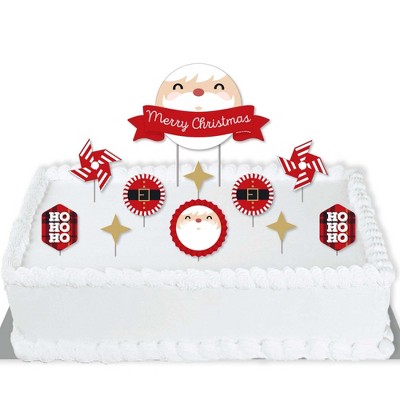 Big Dot of Happiness Jolly Santa Claus - Christmas Party Cake Decorating Kit - Merry Christmas Cake Topper Set - 11 Pieces