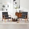 23"W Accent Chair Padding Lounge Arm Chair with Cushion and Pillow, Velvet/PU-ModernLuxe - 2 of 4