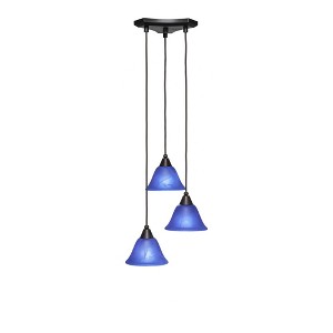 Toltec Lighting Europa 3 - Light Pendant in  Dark Granite with 7" Blue Italian Shade - 1 of 1