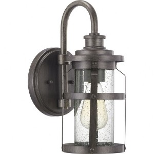 Progress Lighting Haslett 1-Light Outdoor Wall Lantern in Antique Pewter with Seeded Glass Shade - 1 of 4