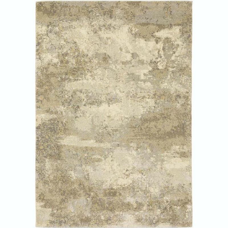 Oriental Weavers Astor Collection Fabric Gold/Beige Abstract Pattern- Living Room, Bedroom, Home Office Area Rug, 7'10" X 10'10", 1 of 2
