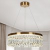 LNC Musesonce 1-Lights 23.6" Luxury and Glam Drum Integrated LED Crystal Chandelier, Gold - 2 of 4