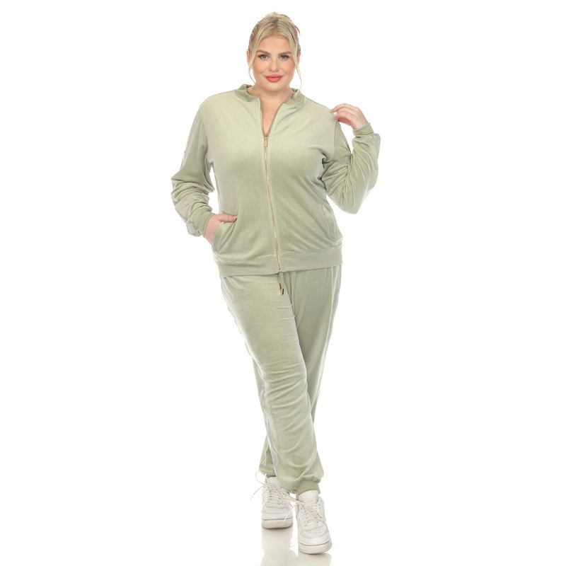 Plus Size 2-Piece Velour with Faux Leather Stripe, 5 of 6