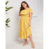 Women Plus Size Off Shoulder Maxi Dress Ruffle Flowy Summer Casual Boho Long Dresses - 3 of 4