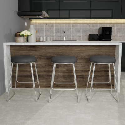 Southlake Black Vinyl Backless Metal Counter Stool with Chrome Frame