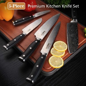 5-Piece Kitchen Knife Set, High-Quality Material, Extremely Sharp Blades for Effortless Cutting, Luxury Gift Box - 1 of 4