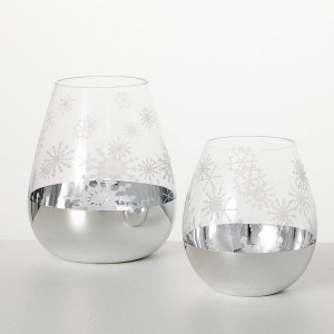 5"H and 6.5"H Sullivans Snowflake Candleholder - Set of 2, Silver - 1 of 3