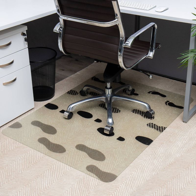 Mind Reader Office Chair Mat with Going Places Footprint Art Clear, 2 of 6