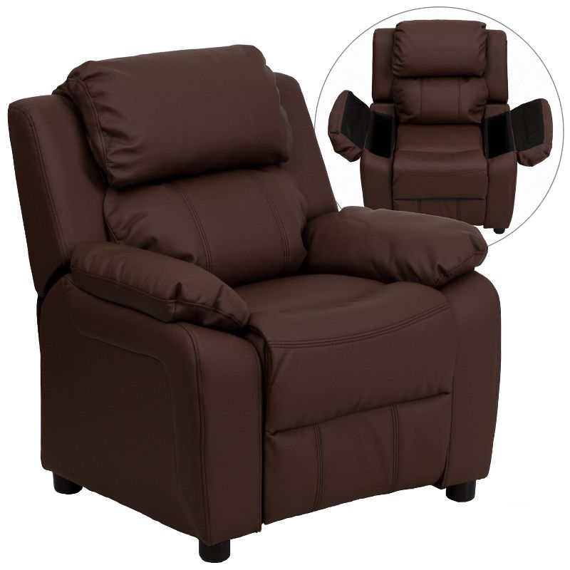 Flash Furniture Deluxe Padded Contemporary Kids Recliner with Storage Arms, 1 of 13