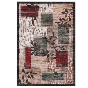 Indoor Modern Soft Non Slip Area Rugs with Leaf Print for Bedroom Living Room, Washable Low Pile Dining Room Carpet for Home Office - 1 of 4