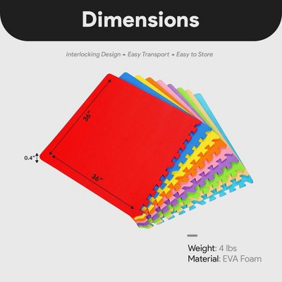 Multicolor EVA Foam Interlocking Puzzle Play Mats, 36 Sq Ft, 8 Pack