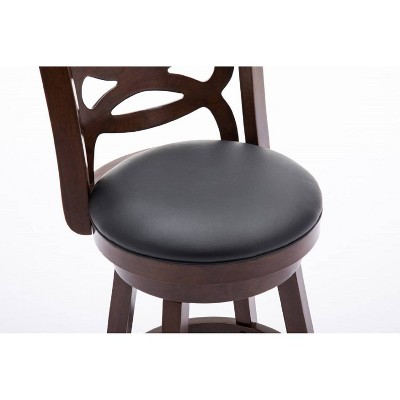 Cappuccino Leatherette 360 Swivel Wood Barstool