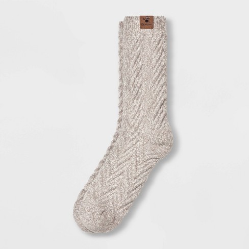 Bear Paw Women's Chevron Texture Crew Socks - Simple Taupe 5-10