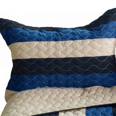 Slickblue Handmade Vermicelli-Quilted Patchwork Quilt Set, Includes Standard Shams, Full/Queen Bedding — фото 3