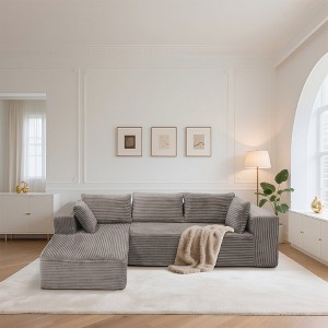 Evita 2PC Oversized Indoor Modular L-Shaped Sofa, With 3 Back Cushions, 2 Throw Pillows-108.5*69*25.2 Inch - 1 of 4