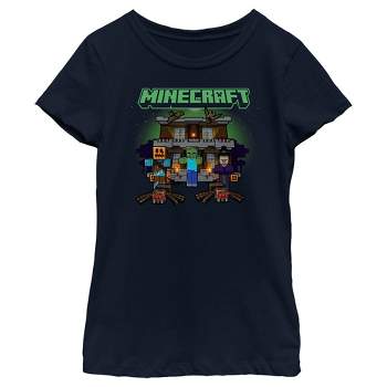 Girl's Minecraft Halloween Creeper Haunted House T-Shirt