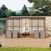 Mondawe Lean to Sunroom 12x14FT Wall Mounted Solarium with Sloping Roof, Detachable Screens, 2 Lockable Sliding Doors - 2 of 4