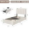Twin Size Bed Frame with Storage Headboard, Upholstered Platform Bed Frame with 2 Drawers, Wooden Slats Support, No Box Spring Required - 3 of 4