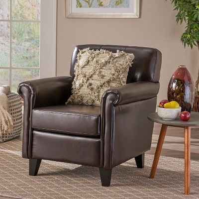 Mid-Century Club Chair Armchair with Leather for living room-Christopher Knight Home