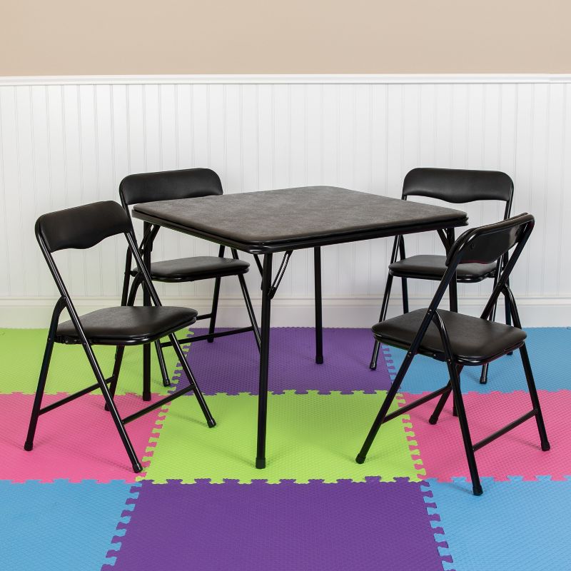 Flash Furniture Kids Black 5 Piece Folding Table and Chair Set, 3 of 10