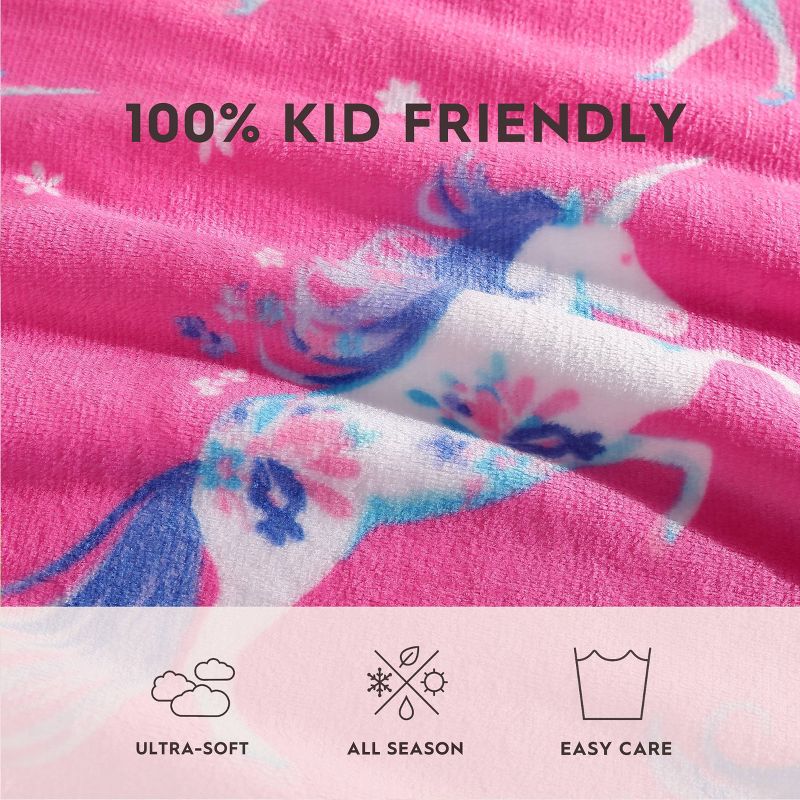50&#34;x60&#34; LA Kids&#39; Unicorn Utopia Ultra Soft Plush Throw Blanket Pink - Laura Ashley, 5 of 8