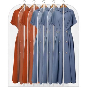 Clear Plastic Garment Bags, Waterproof Zippered Covers for Coats, Jackets & Shirts - 1 of 4