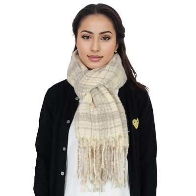 Anna-Kaci Plaid Winter Scarf Fringed Soft Warm Wrap Shawl Scarf for Women 23.6 x 70.9 inch