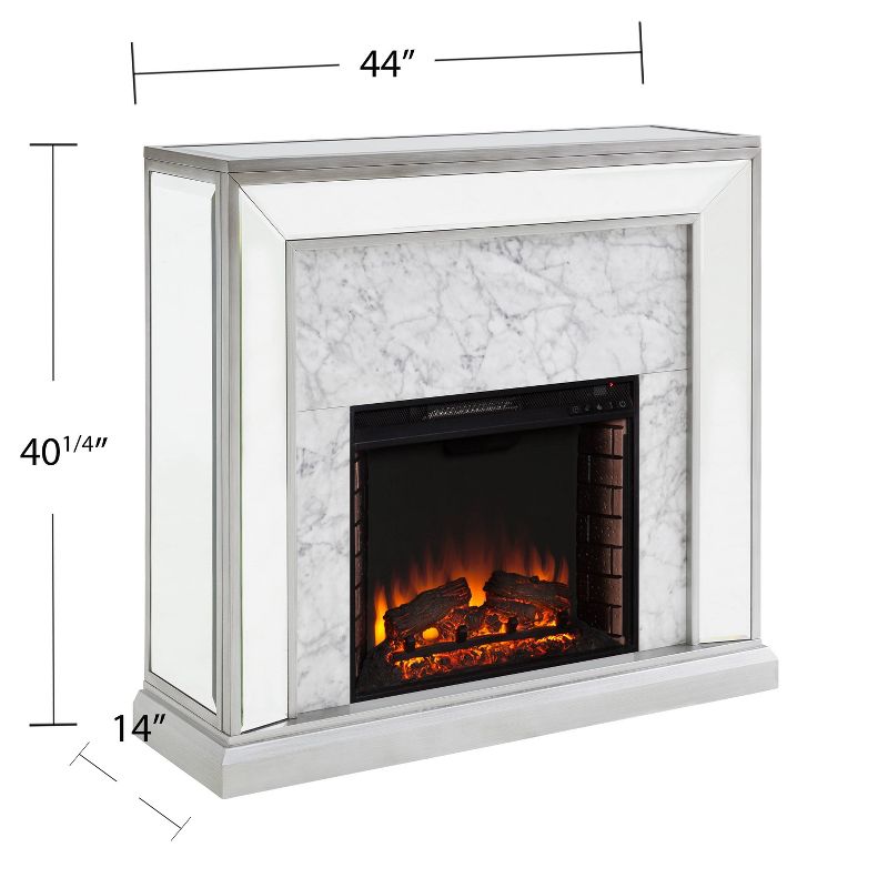 Tynchel Mirrored Faux Marble Fireplace - Aiden Lane, 4 of 18