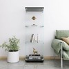 Black One-Door Glass Display Cabinet with 3 Shelves - Ideal for Living Room, Bedroom, Office - Quick Installation Floor Standing Glass Bookshelf - 3 of 4