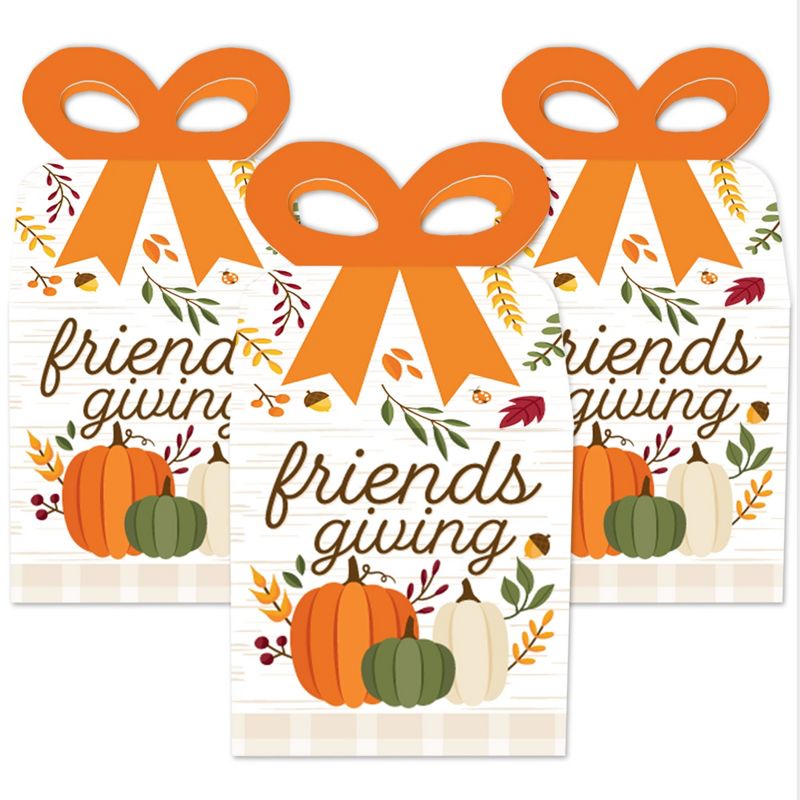 Big Dot of Happiness Fall Friends Thanksgiving - Square Favor Gift Boxes - Friendsgiving Party Bow Boxes - Set of 12, 2 of 9
