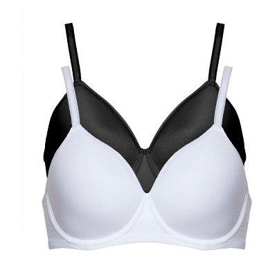 Paramour by Felina | Topaz Breathable Contour Bra 2-Pack (Black White  2-Pack, 34B)