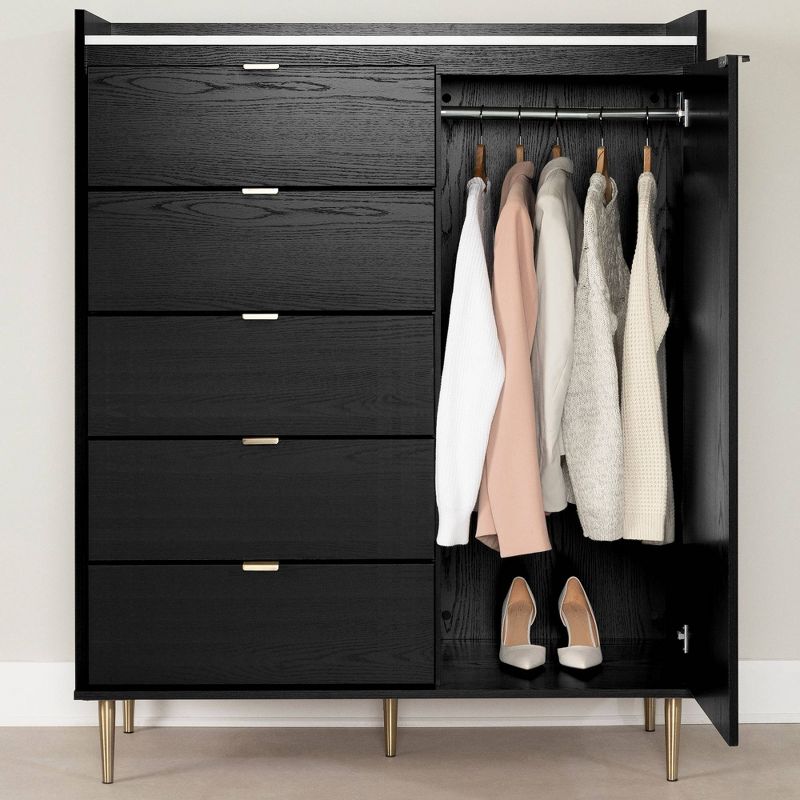 Hype Door Chest with 5 Drawers Black Oak/Faux Carrara Marble - South Shore, 4 of 13