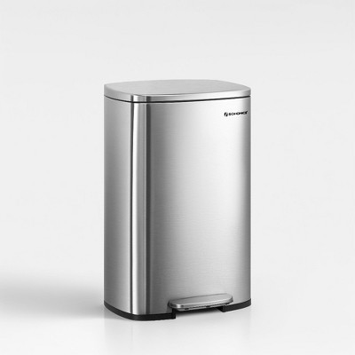 13 Gal (50 L) Trash Can, Stainless Steel Kitchen Garbage Can, Soft Close, Step-On Pedal, Removable Inner Bucket