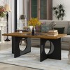 Tempered Glass Coffee Table Wood Cocktail Table Sofa Side Table Center Table Conference Table Game Table, Black/Espresso-ModernLuxe - 2 of 4