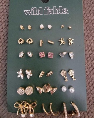 Wild Fable Earring Set 18 Pair Studs Gold & Silver Toned Stars Studs Nickel  Free