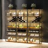 78.74"H LED Bar Cabinet, Buffet Sideboard with 6 Levels and Wine Bottle Racks, Black/Gold, 4A -ModernLuxe - 3 of 4
