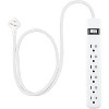 General Electric 2 Outlet 2 USB-C 12W and 6 Outlet 245J 2' Braided Cord White Combo Pack - 2 of 4