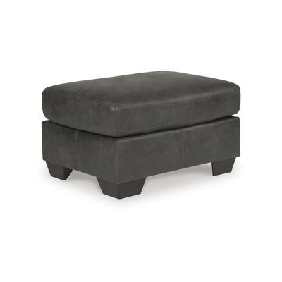 Signature Design by Ashley Bladen Faux Leather Ottoman, Slate Gray