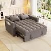 TiramisuBest Velvet Sleeper Sofa with Pull-Out Bed, Reclining Loveseat Couch with Pillows & Side Pockets – Black - 2 of 4