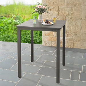 Arceso Outdoor Bar Table, 32" Square Patio Bar Height Counter Pub Table, Waterproof Aluminum Top, Weather Resistant, Balcony, Yard - 1 of 4