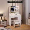 Vanity Desk and Stool with Mirror and Lights，Makeup Vanity with Charging Station, Drawers, Storage Shelves for Bedroom - 3 of 4