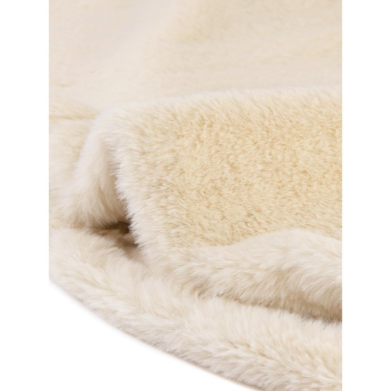 Allegra K Women's Lapel Collar Faux Fur Fuzzy Winter Long Overcoat with Pockets, 5 of 6