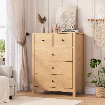 Garvee 5 Drawer Dresser for Bedroom, Modern Tall Dresser Organizer with Storage Drawers, Wooden Chests of Drawers for Bedroom, Entryway, Hallway