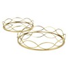 HomeRoots 15" Gold Round Metal Handmade Tray With Handles - 3 of 4
