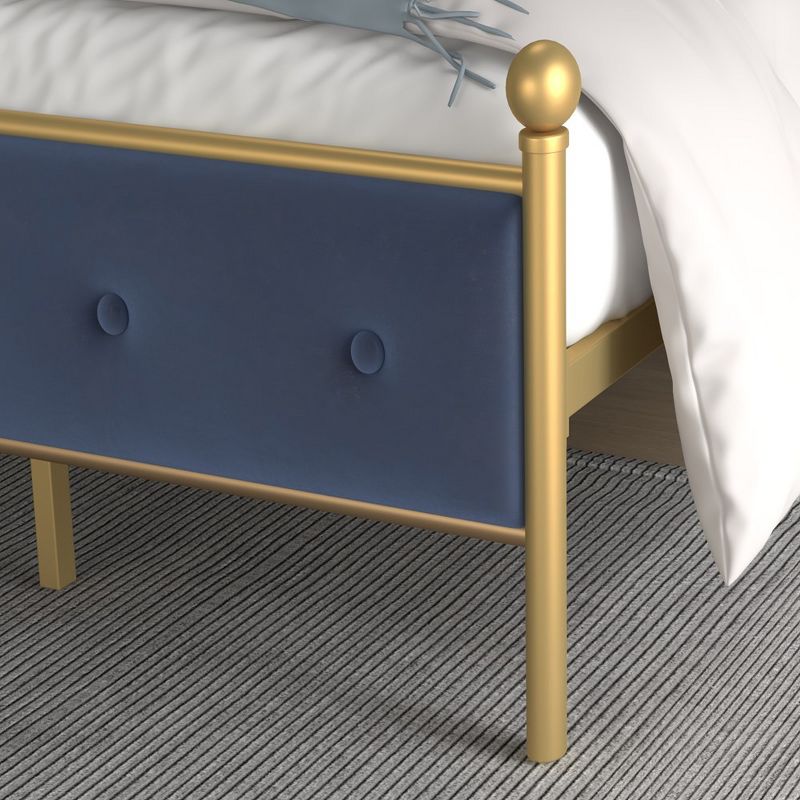 Velvet Upholstered Platform Bed with Button Tufted Headboard, 4 of 8
